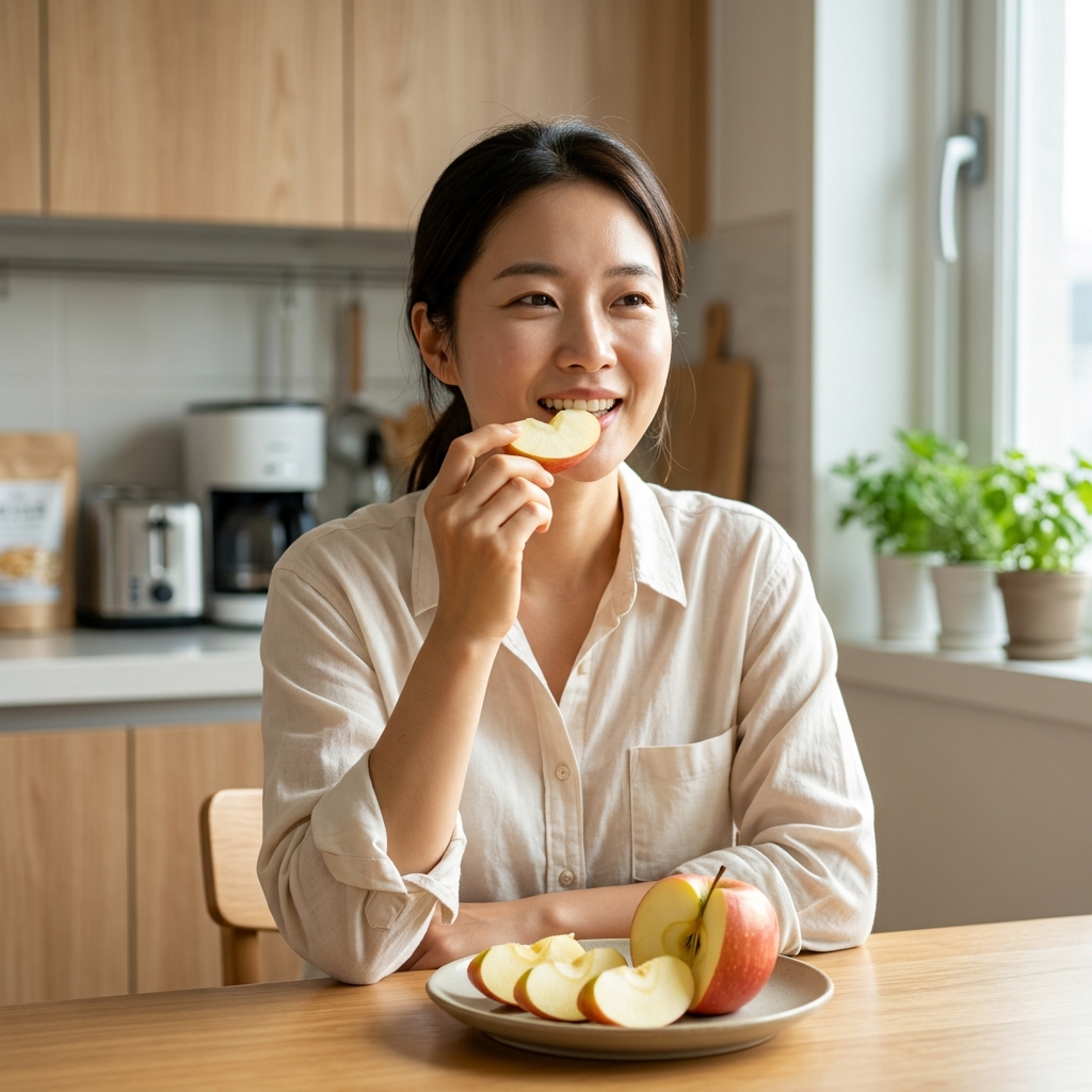 아침 사과 껍질째 씹어 먹고 물 한 잔…식이섬유와 항산화 성분 살리는 식습관