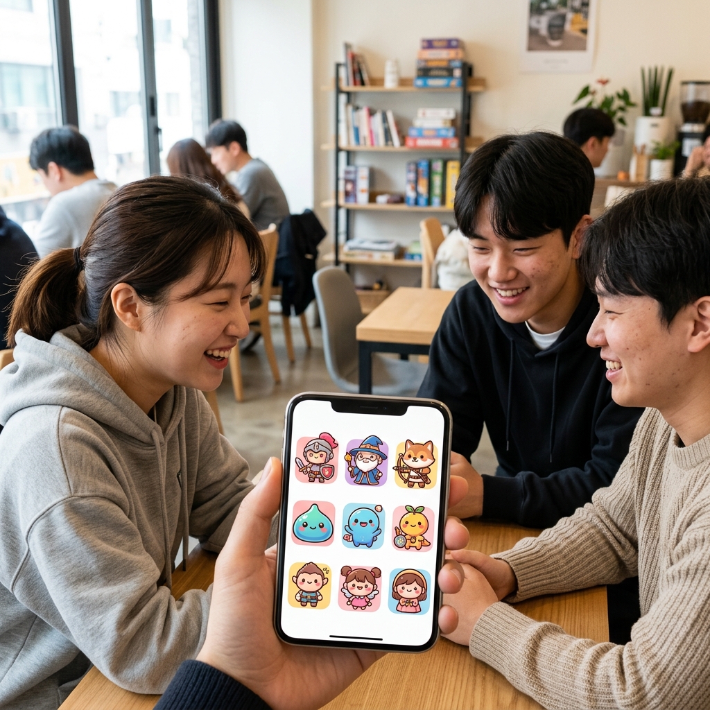 귀여운 게임 아이콘 스타일로 표현된 게임 캐릭터들