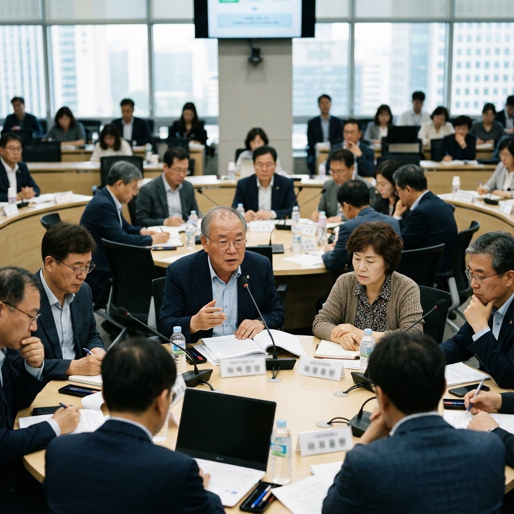 최저임금 인상안을 논의 중인 최저임금위원회 회의 장면