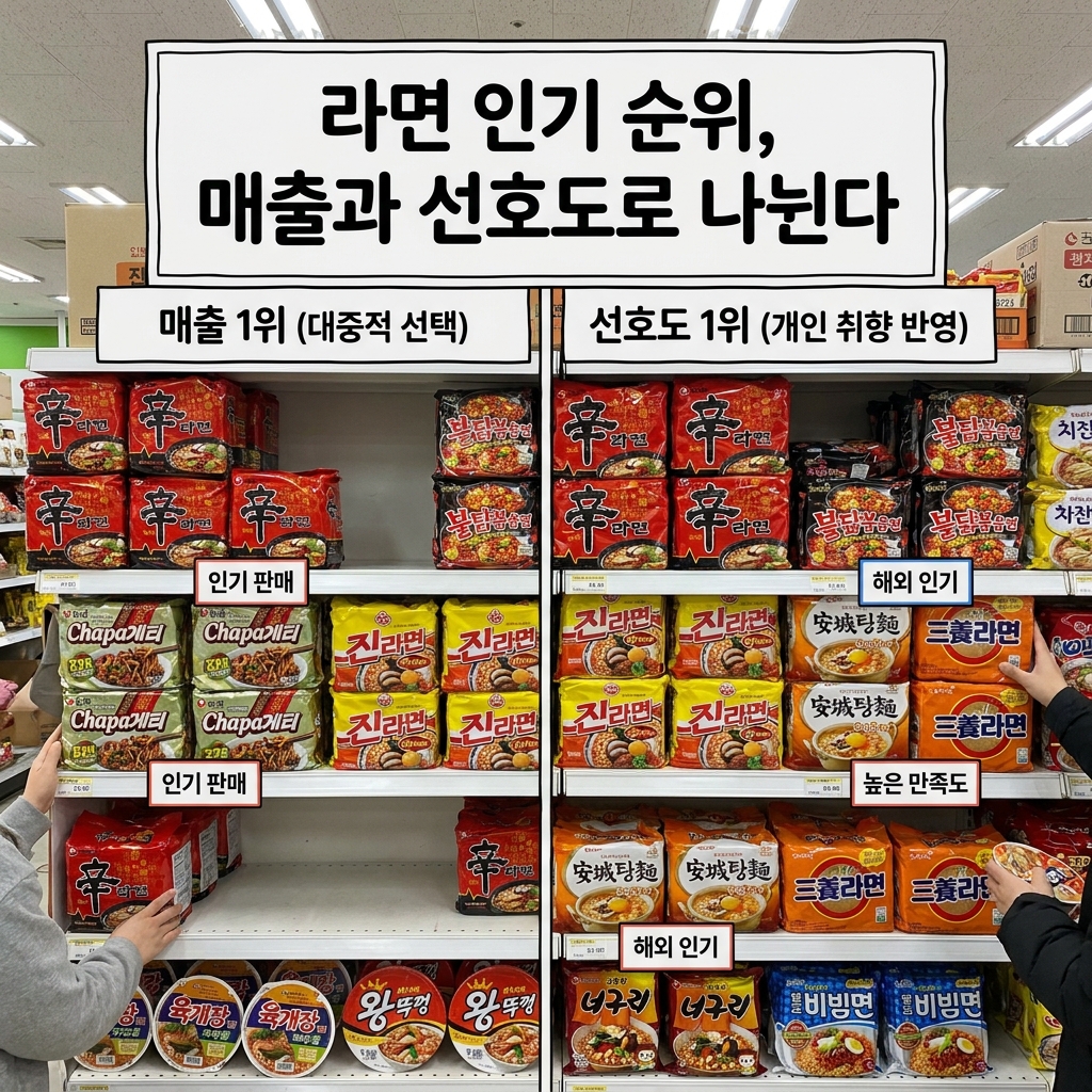 신라면부터 불닭볶음면까지! 2026년 가장 인기 있는 라면 순위