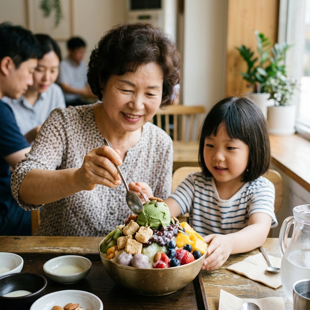 다양한 토핑이 화려하게 올라간 이색 빙수 모습