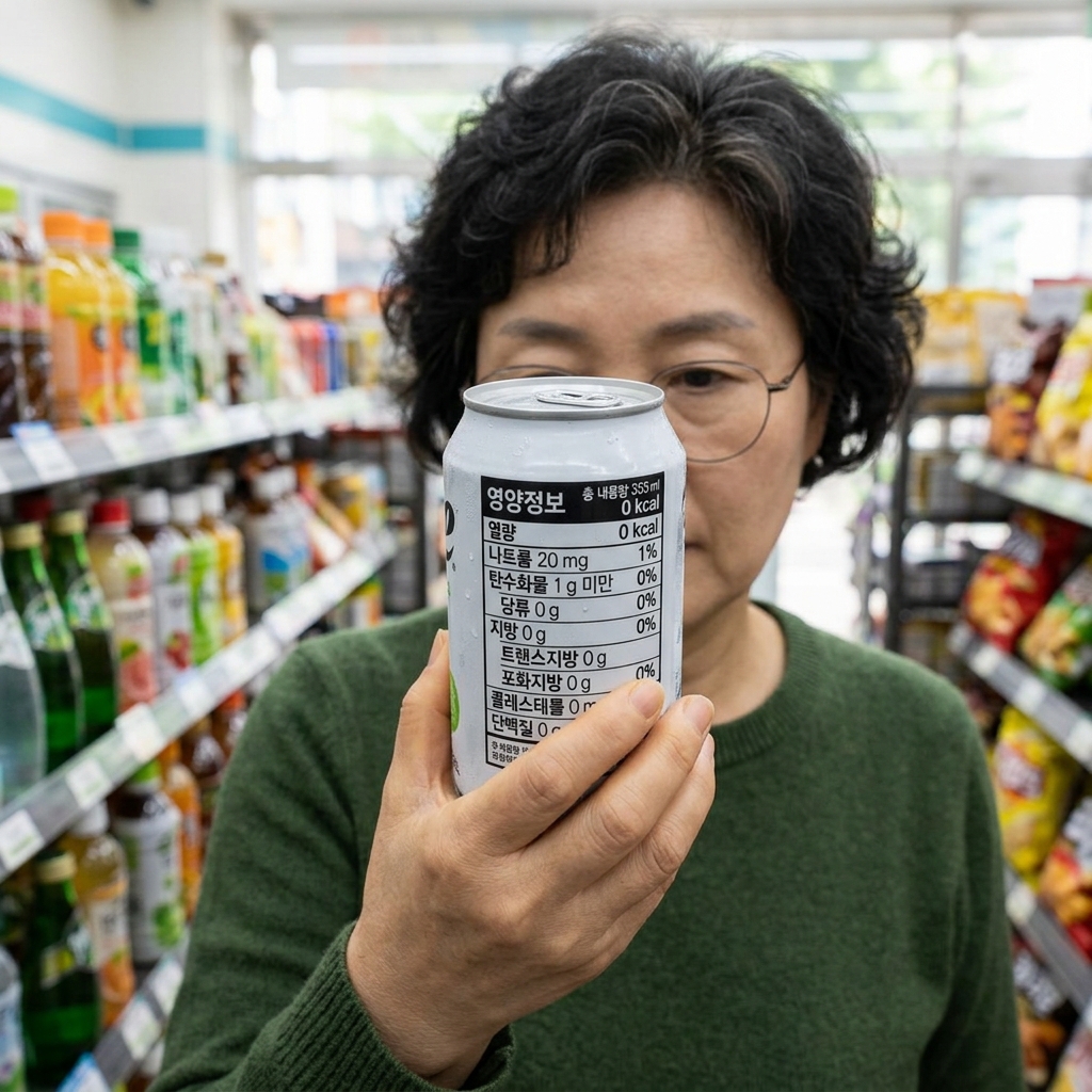 제로음료 캔 영양성분 표시 라벨을 확대한 모습