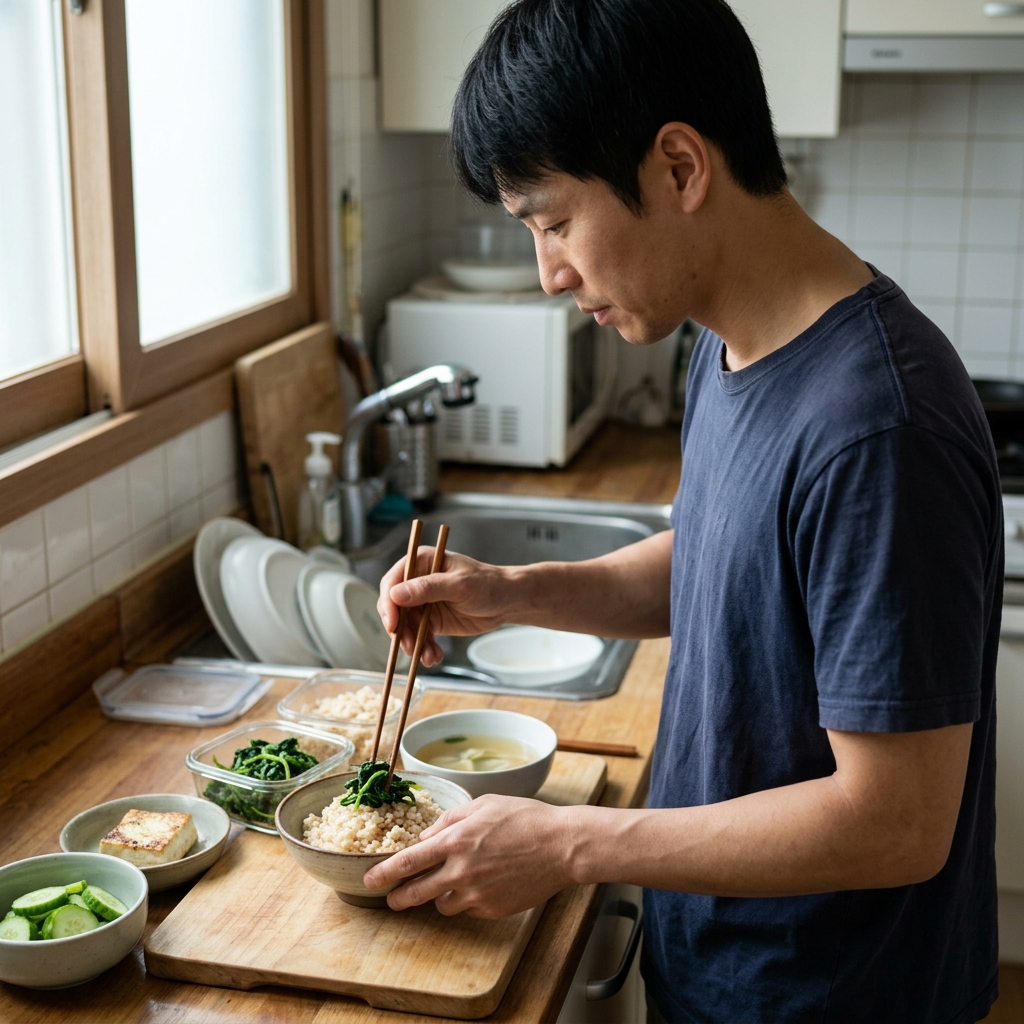 단식 후 식사를 준비하는 장면