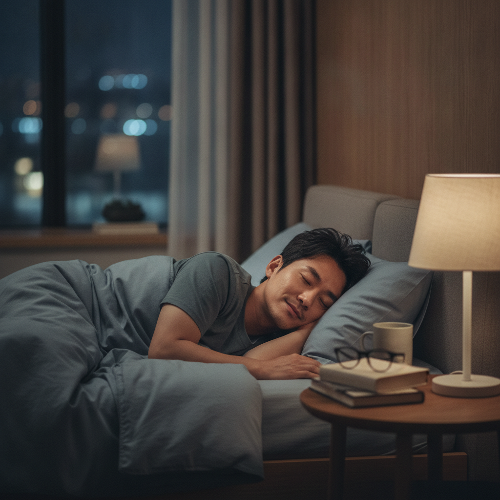 편안하게 수면을 취하는 사람의 모습
