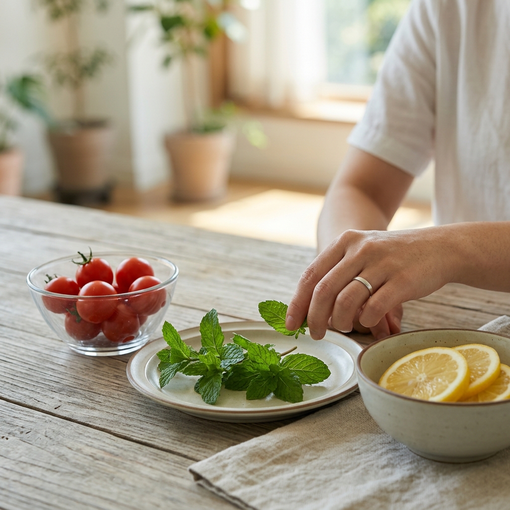 민트, 레몬, 토마토 컬러를 나란히 배치한 여름 감성 팔레트