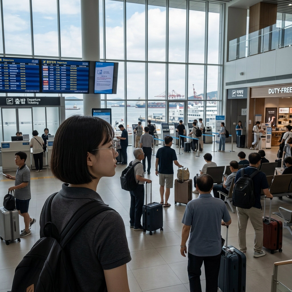 부산항 국제여객터미널 출발 로비 전경