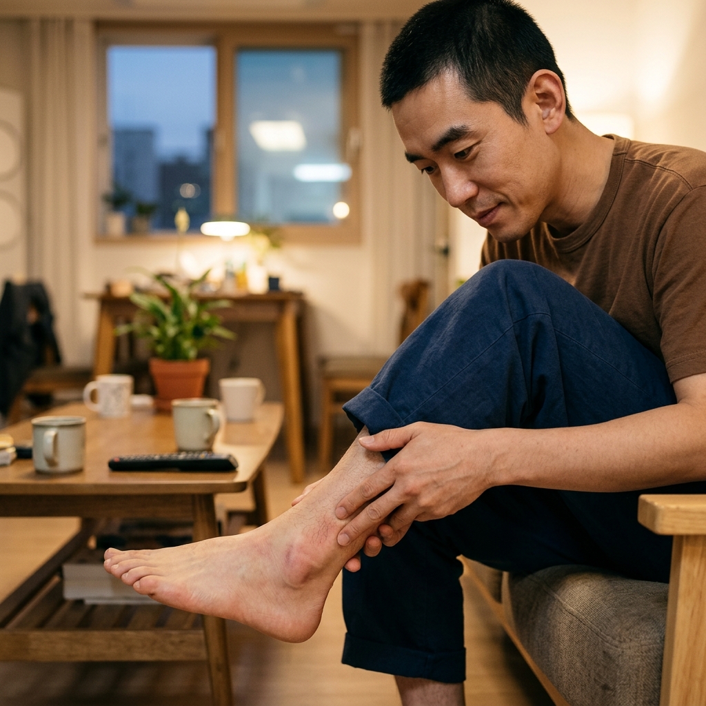 양말 자국이 선명해졌다면…장시간 앉아 있는 직장인의 하체 순환 관리법