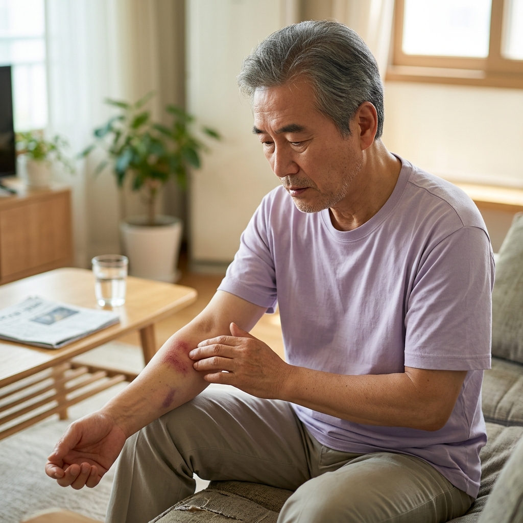 부모님 팔에 보라색 멍이 자꾸 생긴다면…노화가 만든 '노인성 자반'