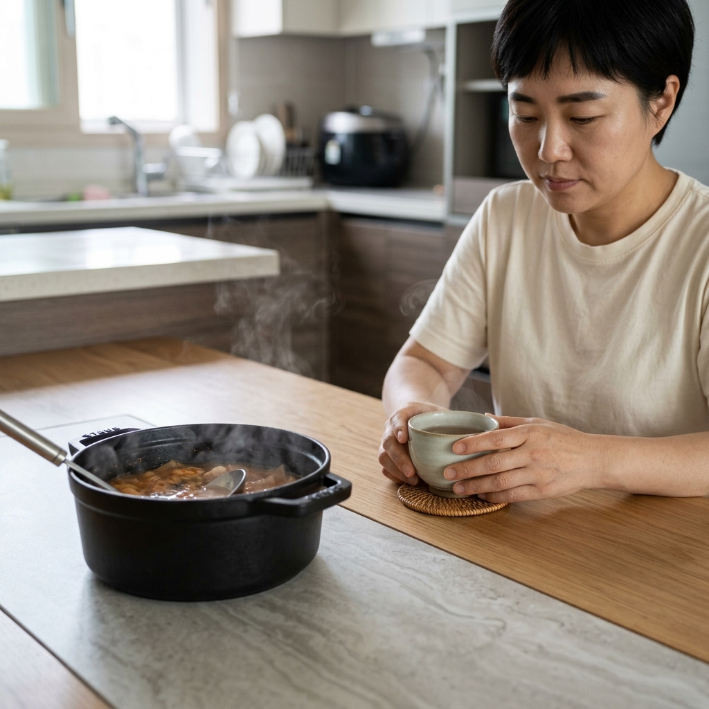 뜨거운 냄비엔 세라믹, 따뜻한 분위기엔 원목…식탁 소재 선택의 차이