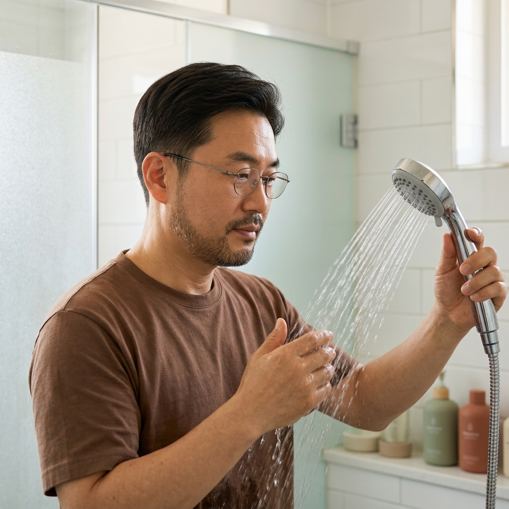 물때 낀 샤워기 헤드, 칫솔로 문질렀더니…깨끗하게 관리하는 순서