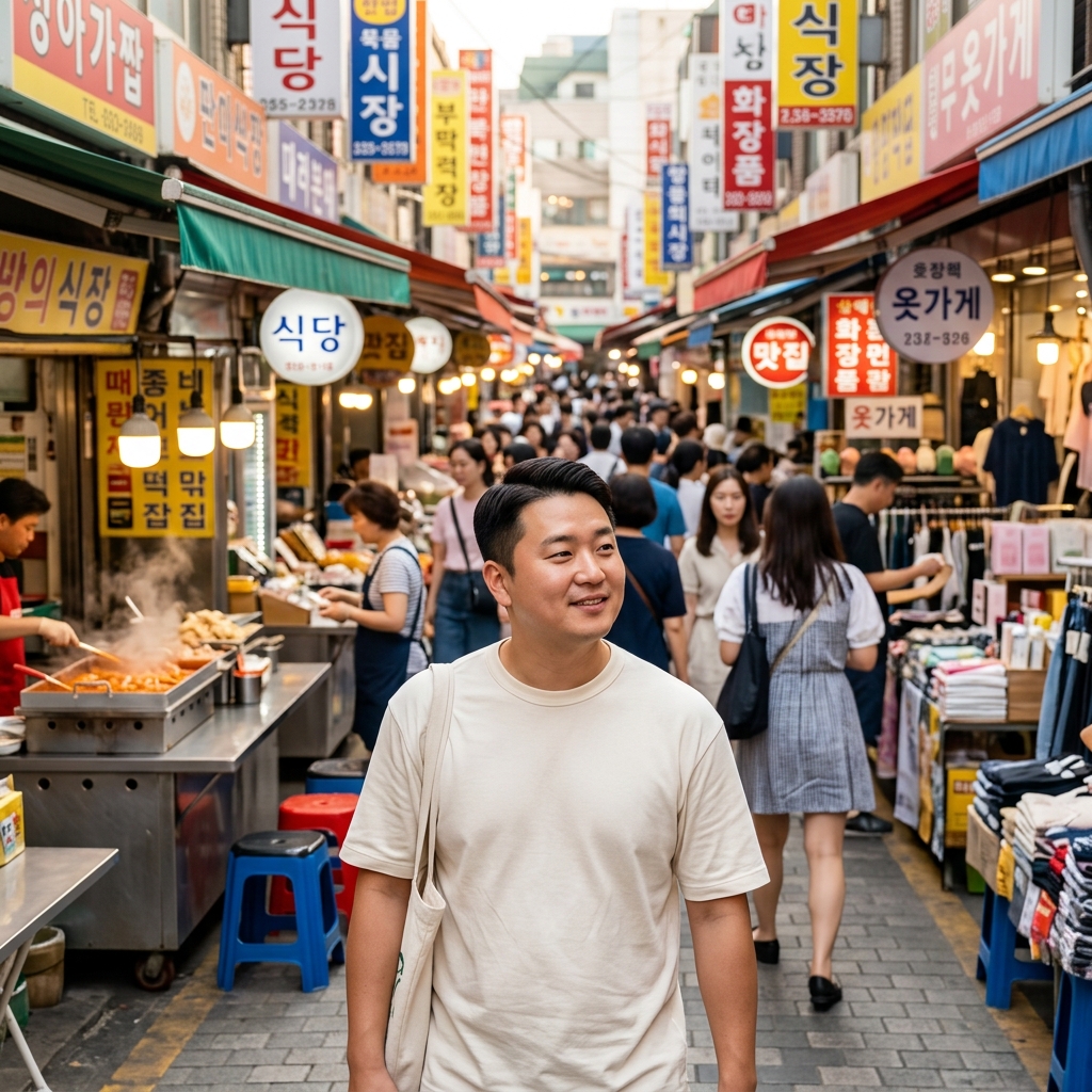 아시아 여행지의 활기찬 거리 풍경