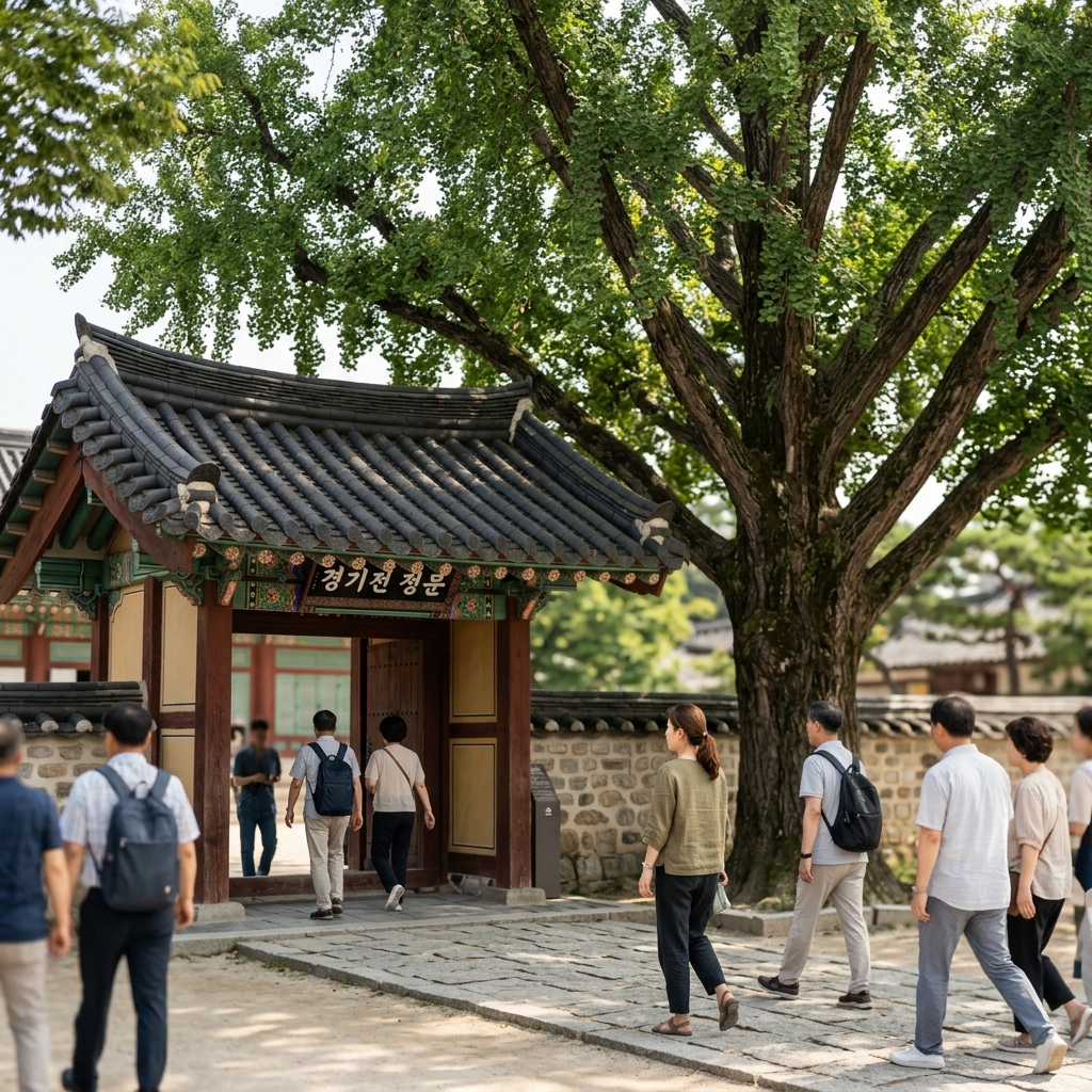경기전 정문과 은행나무