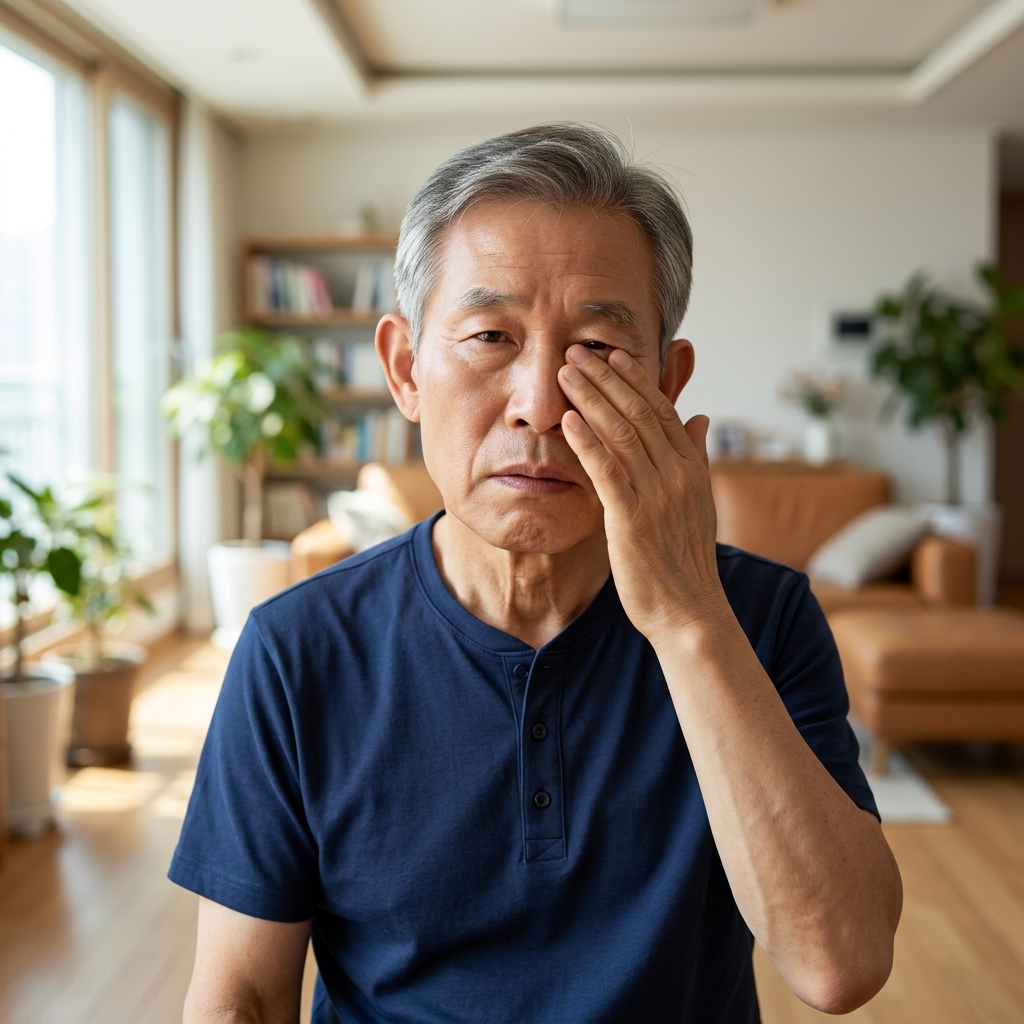 부모님 눈물 많아지고 눈 자주 비빈다면…눈꺼풀 안쪽으로 말리는 '안검내반' 신호