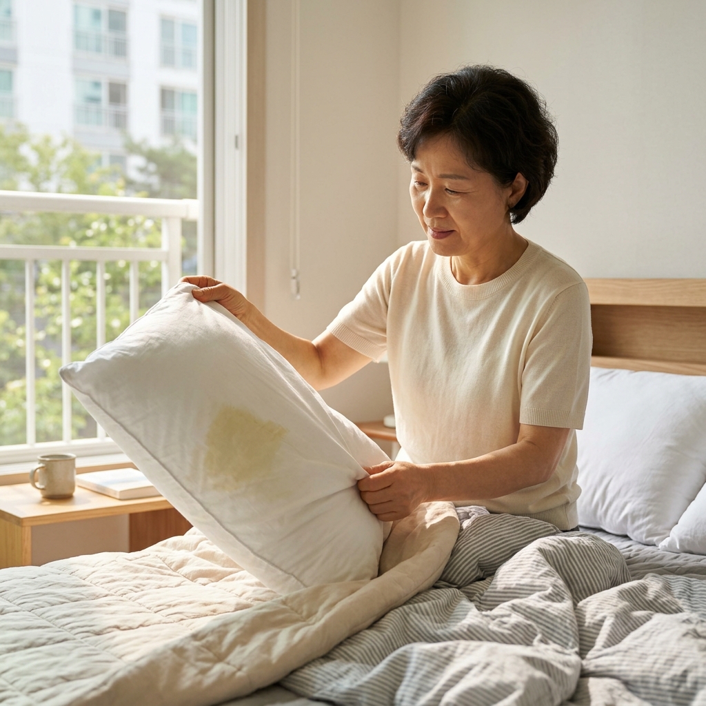베개가 누렇게 변하는 진짜 원인, 커버 안쪽 솜 관리가 먼저다