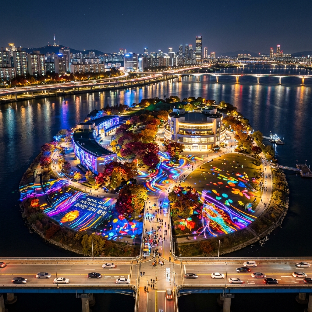 가을밤 한강이 빛의 예술로 물든다! 2026 노들섬 서울라이트 한강 빛섬축제 완전 정복