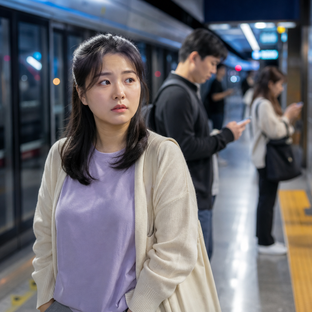 추석 연휴 심야 시간대 지하철역에서 막차를 기다리는 승객들