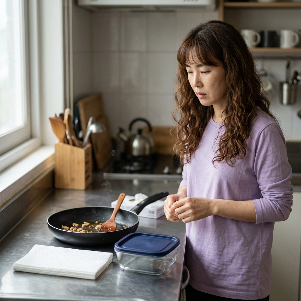 프라이팬에 남은 기름, 싱크대로 흘려보내지 않고 버리는 방법
