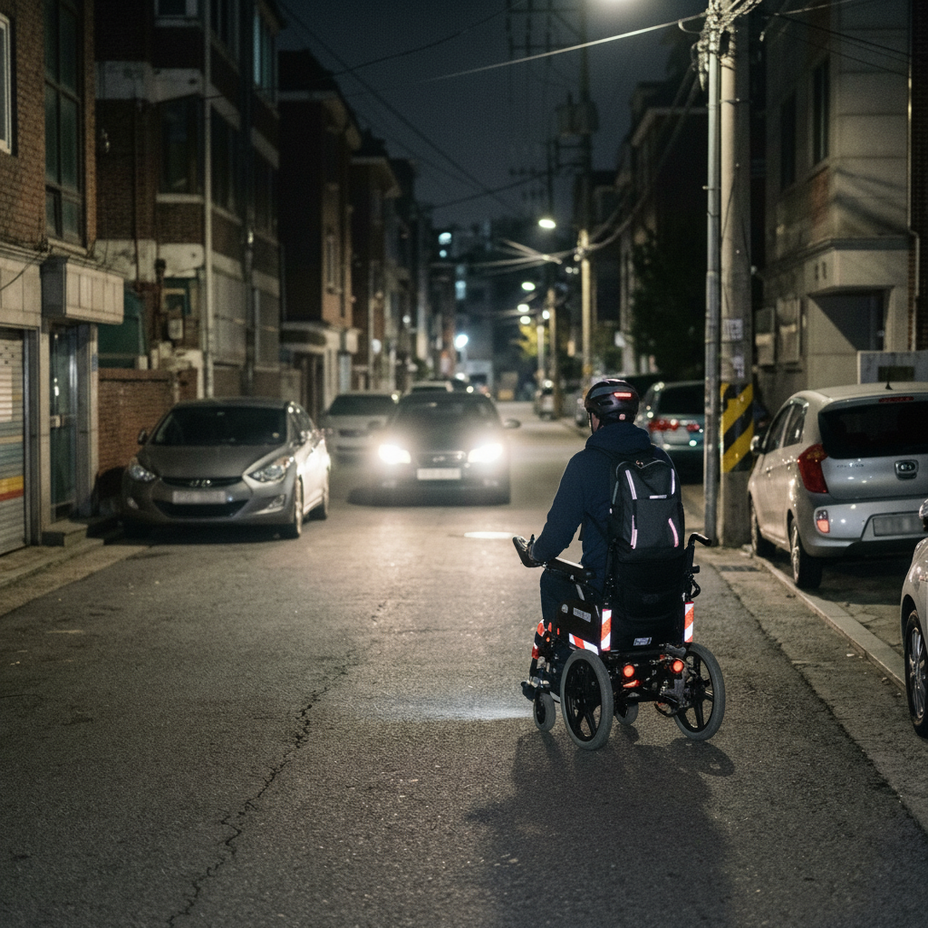 야간 주행 '스텔스 위험'…전동차 반사스티커 한 장이 어르신 생명 지킨다
