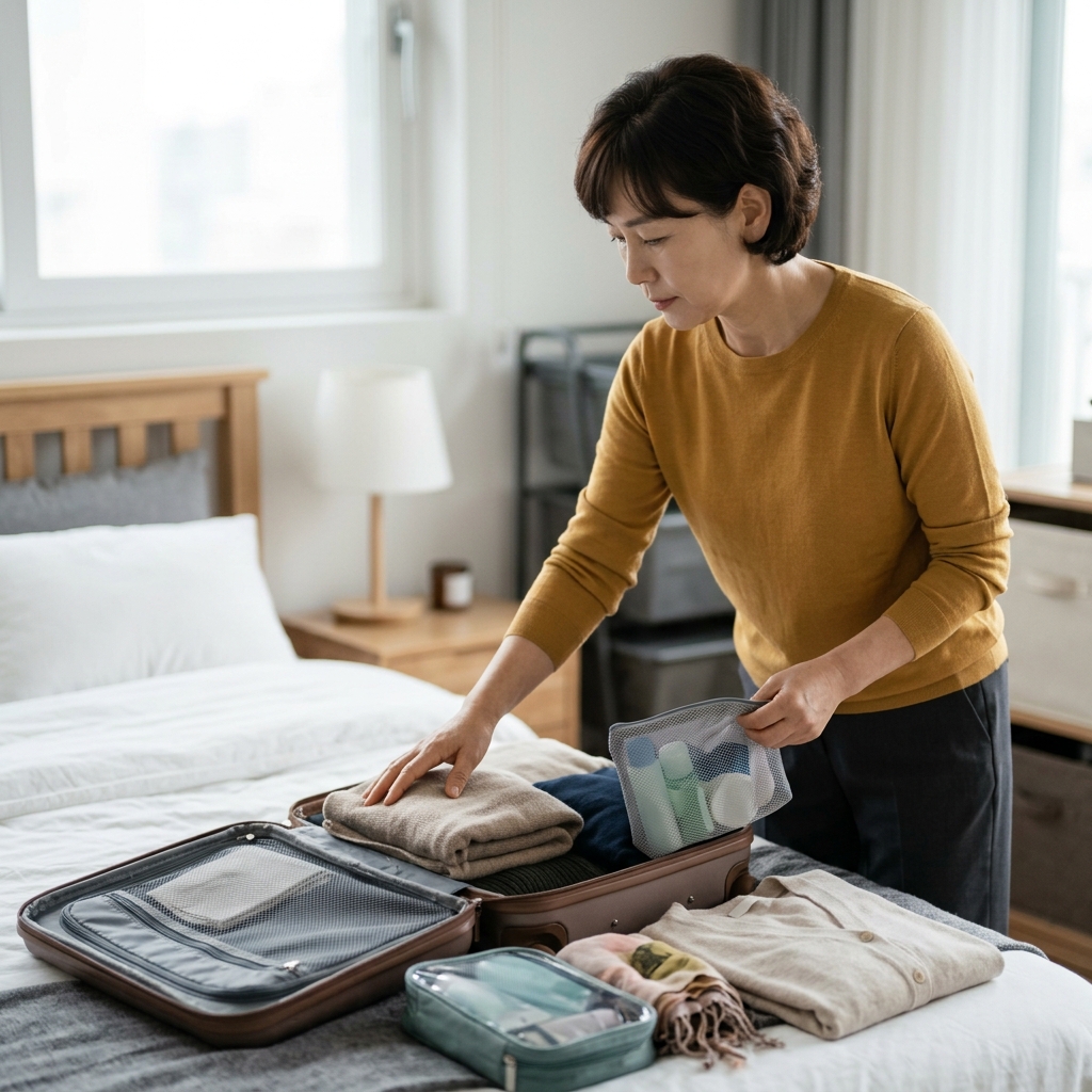 60대 여행가방 부담, '혹시 몰라' 챙긴 세면도구·여벌 옷부터 정리