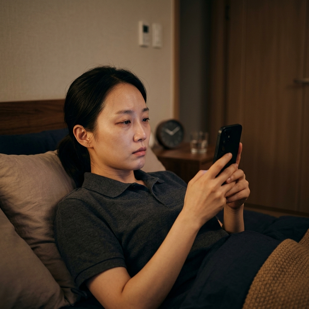 침대에서 한쪽으로 스마트폰 보지 마세요…눈 피로·초점 불균형 주의