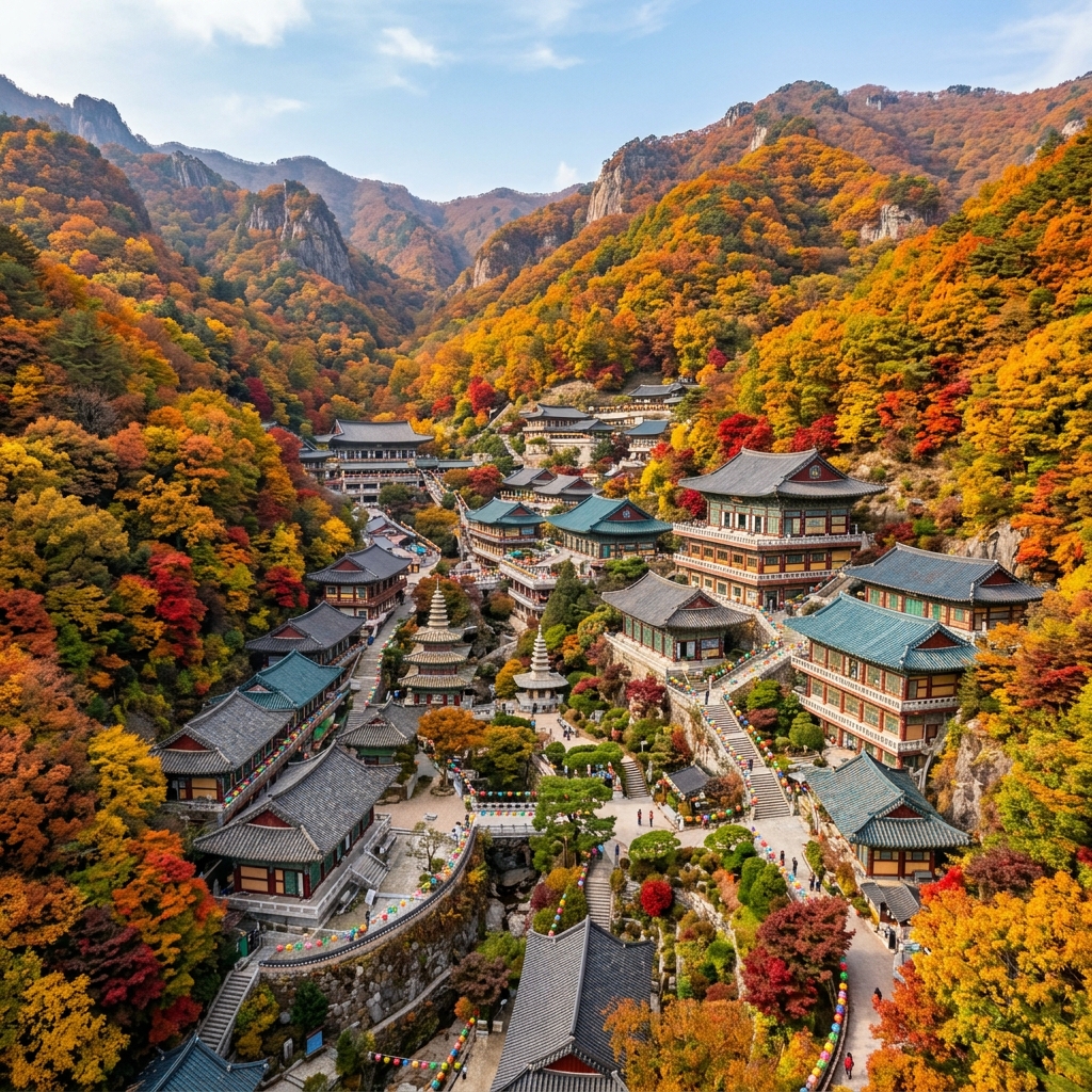 단풍이 내려앉은 산사, 단양 구인사에서 만난 가을