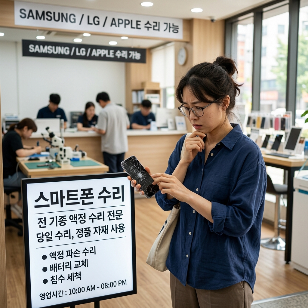 휴대폰 액정 깨졌을 때, 공식 센터와 사설 수리점 가격이 두 배 차이 나는 이유