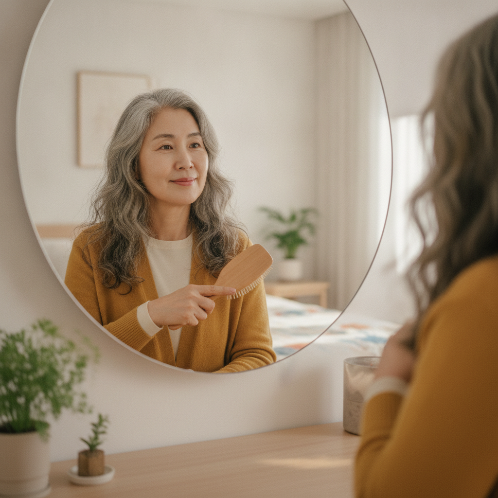 60대 긴 머리 어울리는 조건, 정수리 볼륨과 모발 탄력부터 확인