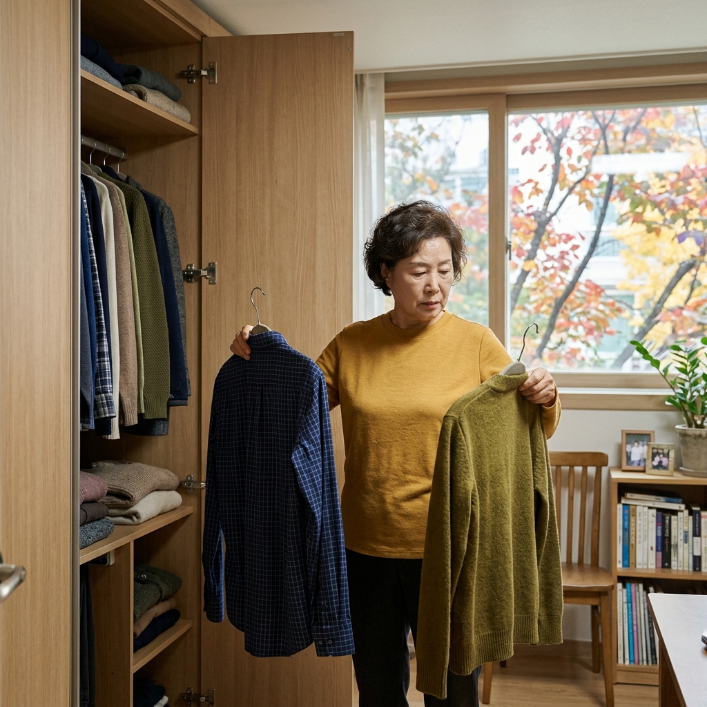 가을 외출, 70대라면 패딩 대신 3겹 코디로 시작한다