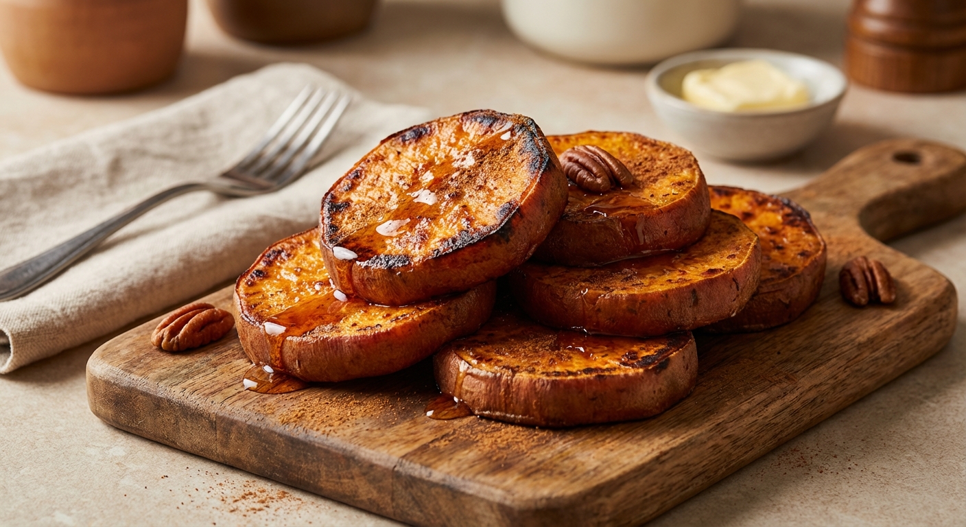 노릇하게 구워진 고구마 슬라이스