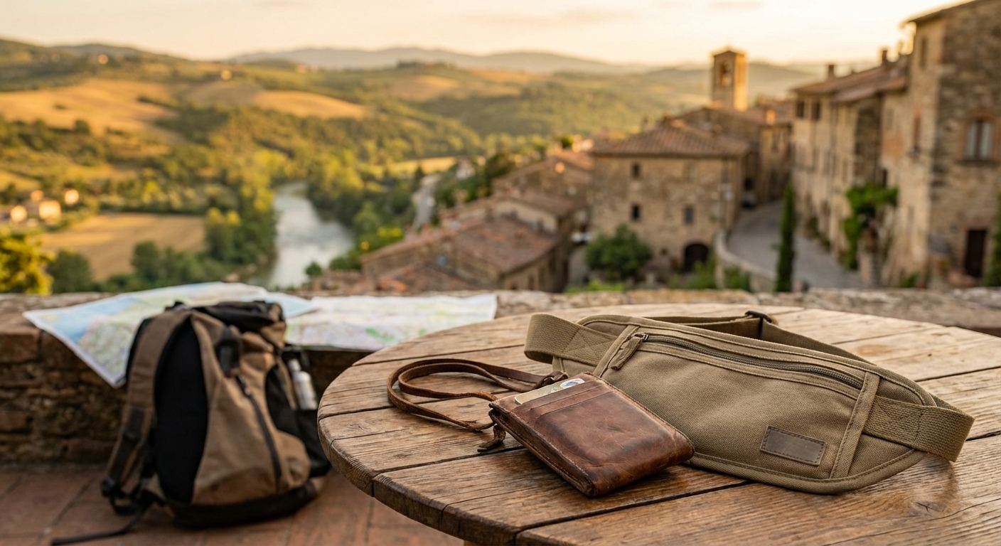 여행용 목걸이 지갑과 복대