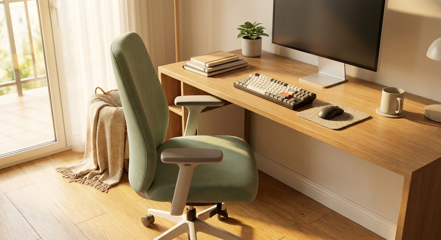 인체공학 의자와 정돈된 책상