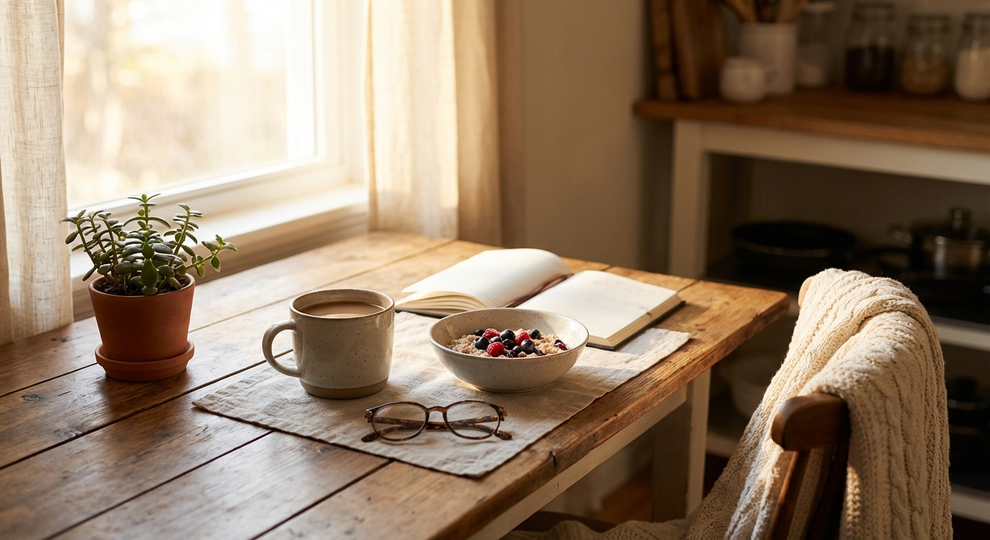 아침 루틴을 위한 테이블 세팅