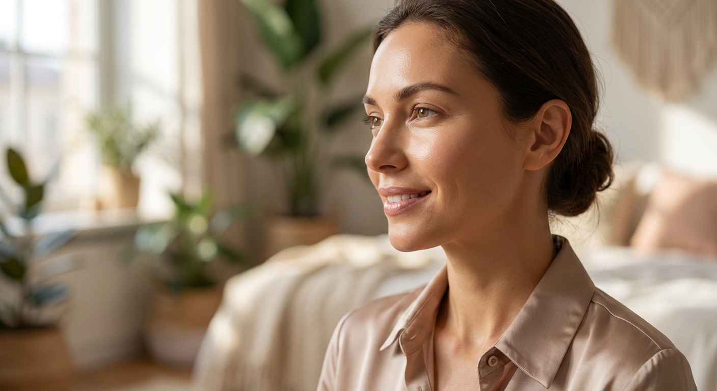 건강한 피부를 가진 여성의 클로즈업