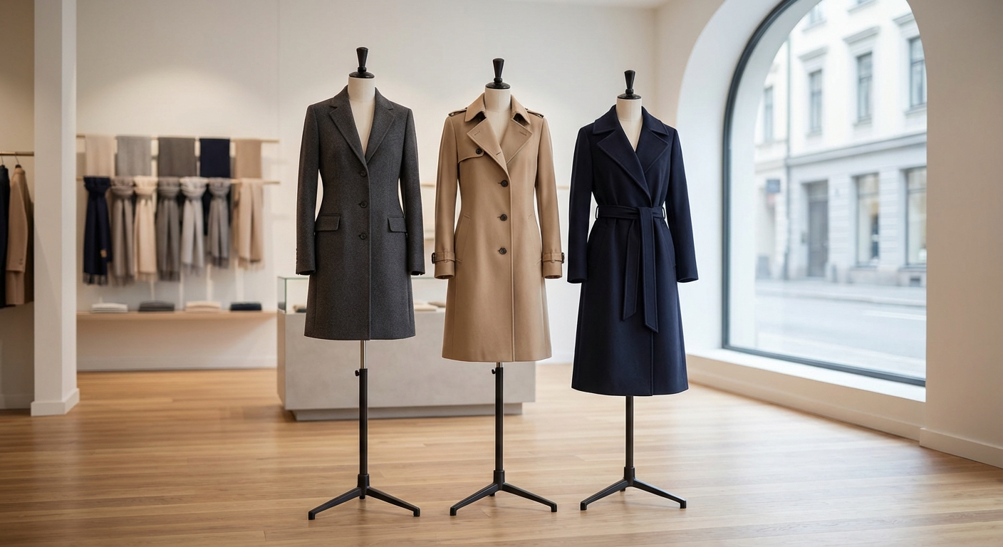 무릎 기장을 표시한 코트 길이 비교 이미지