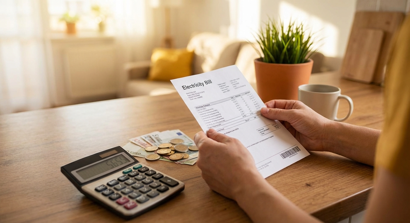 전기세 고지서와 절약된 금액을 비교하는 장면