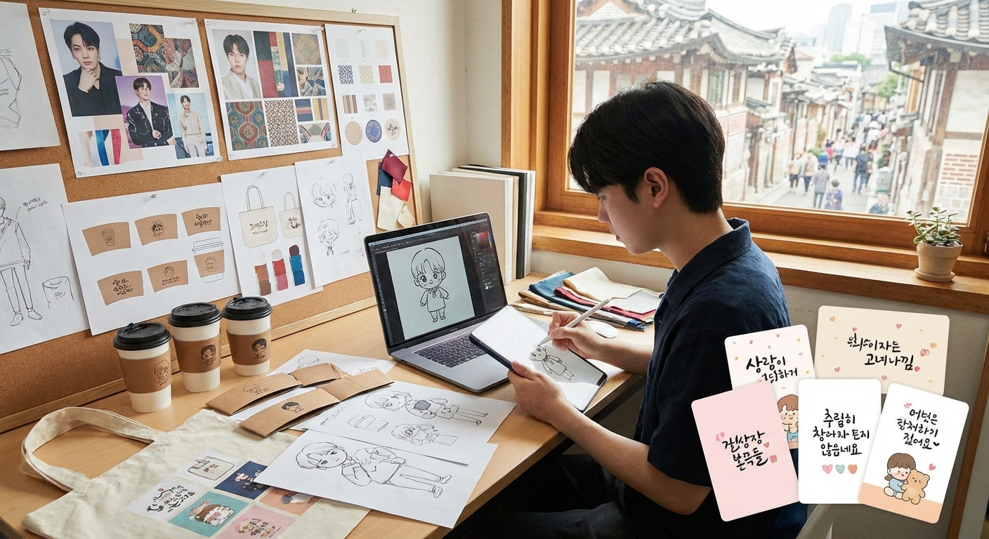 생일카페 굿즈 디자인 작업 과정