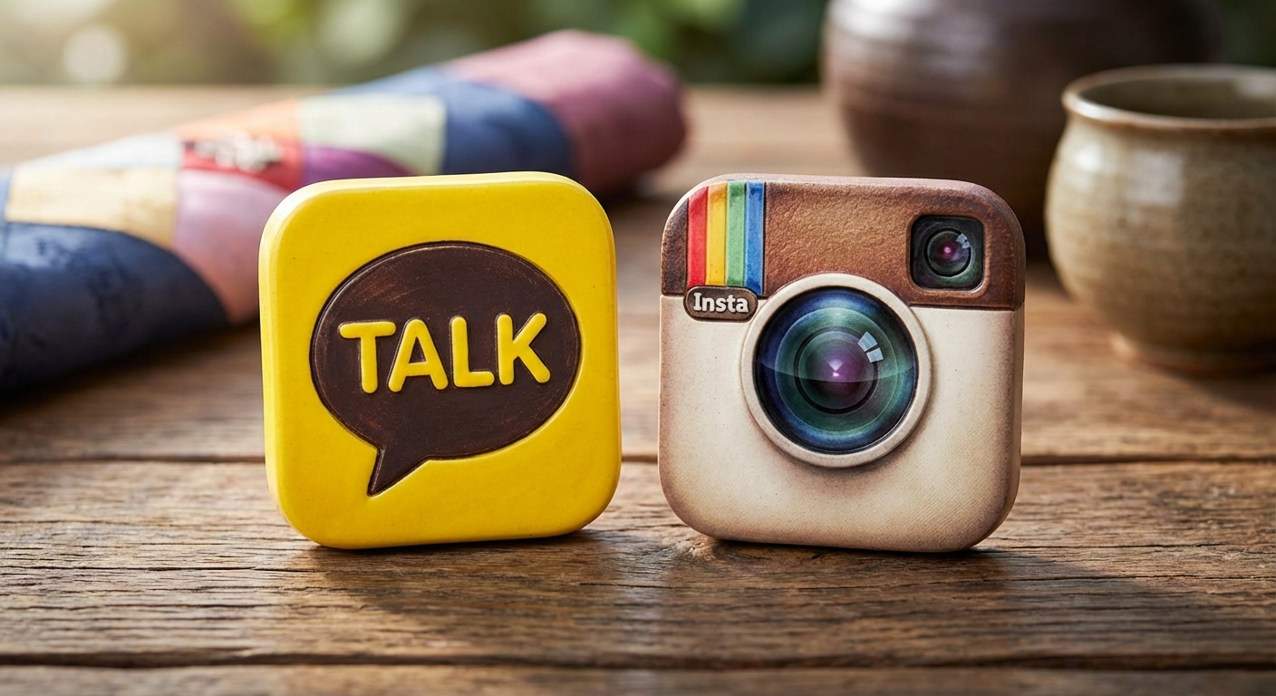 카카오톡과 인스타그램 앱 아이콘이 나란히 보이는 화면