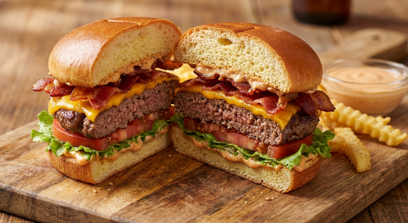 버거 단면 컷 이미지