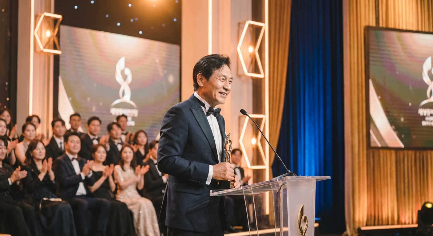 안성기 배우의 시상식 모습