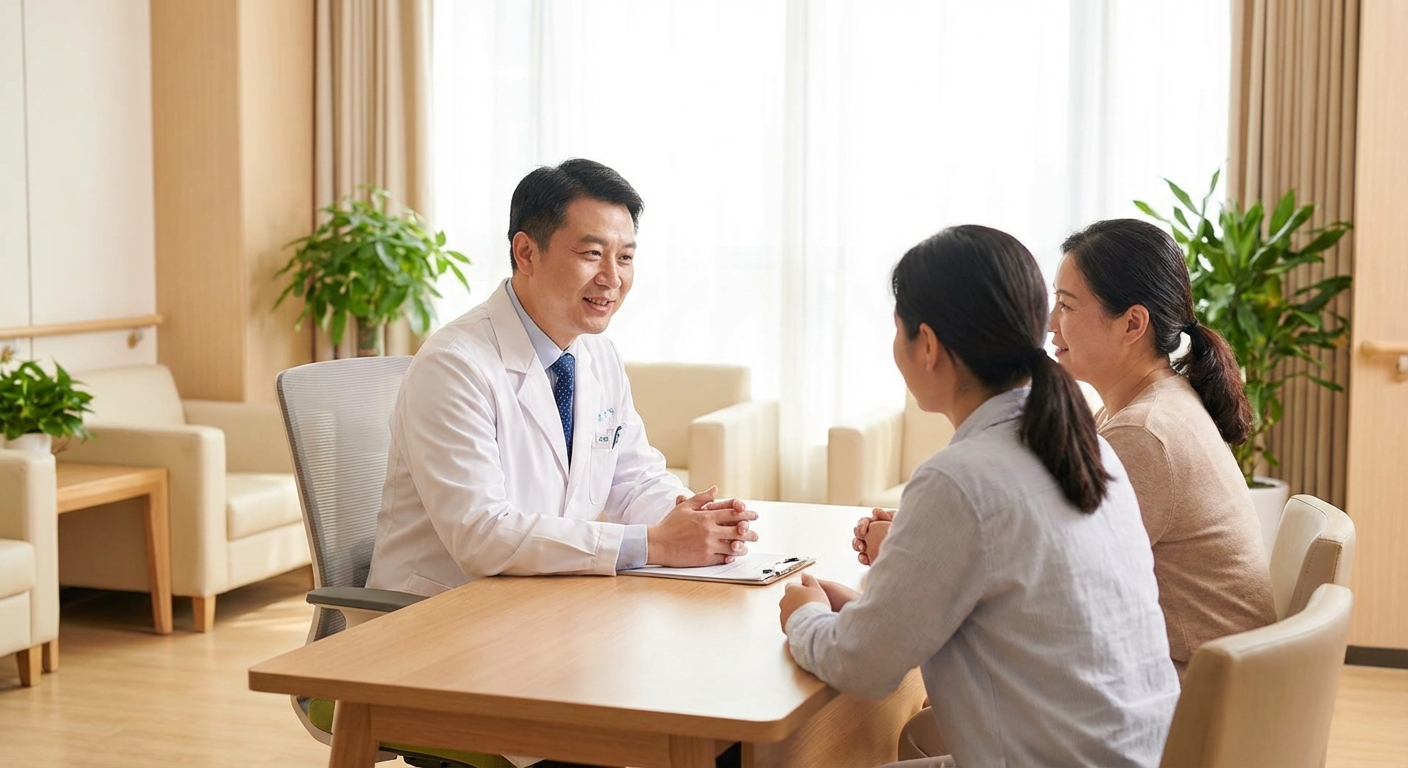 병원 상담실이나 건강검진 장면