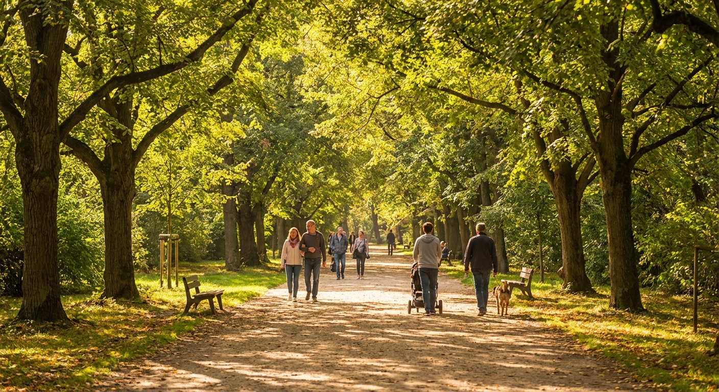 나무 그늘 아래 산책로
