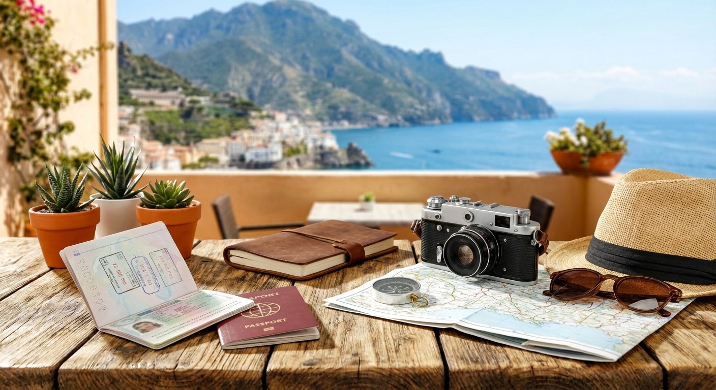 여권과 여행 준비물들