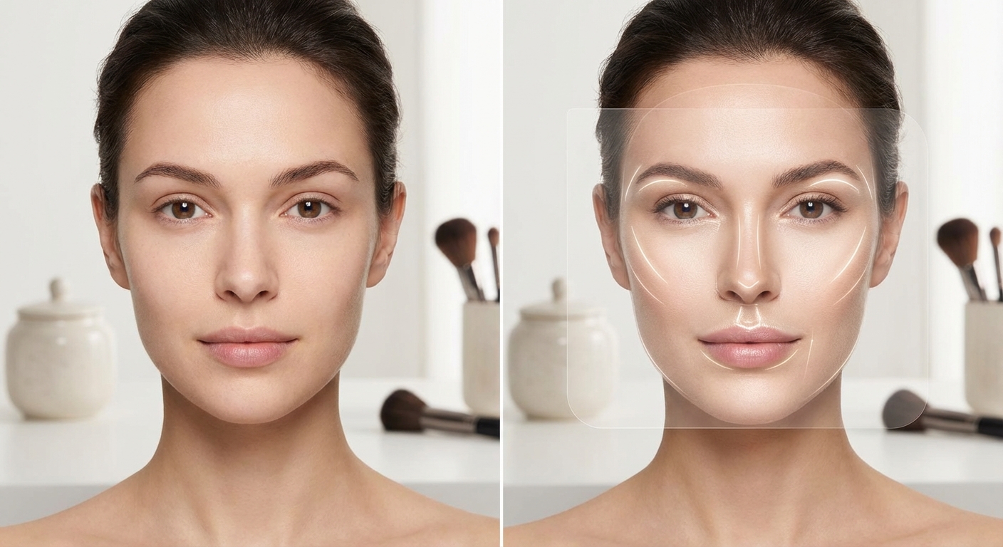 무펄 하이라이터 사용 전후 비교 및 바르는 위치 표시