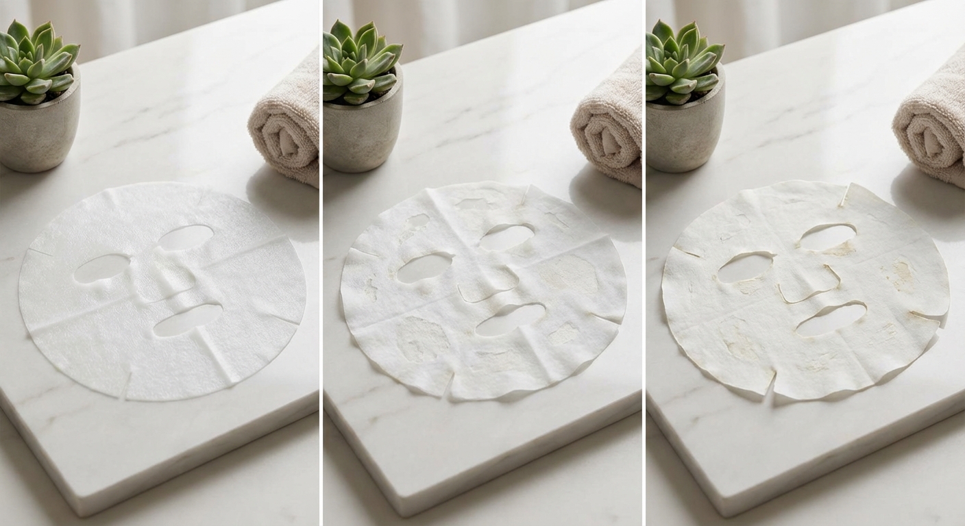 마스크팩 시트가 마르는 모습 비교 이미지