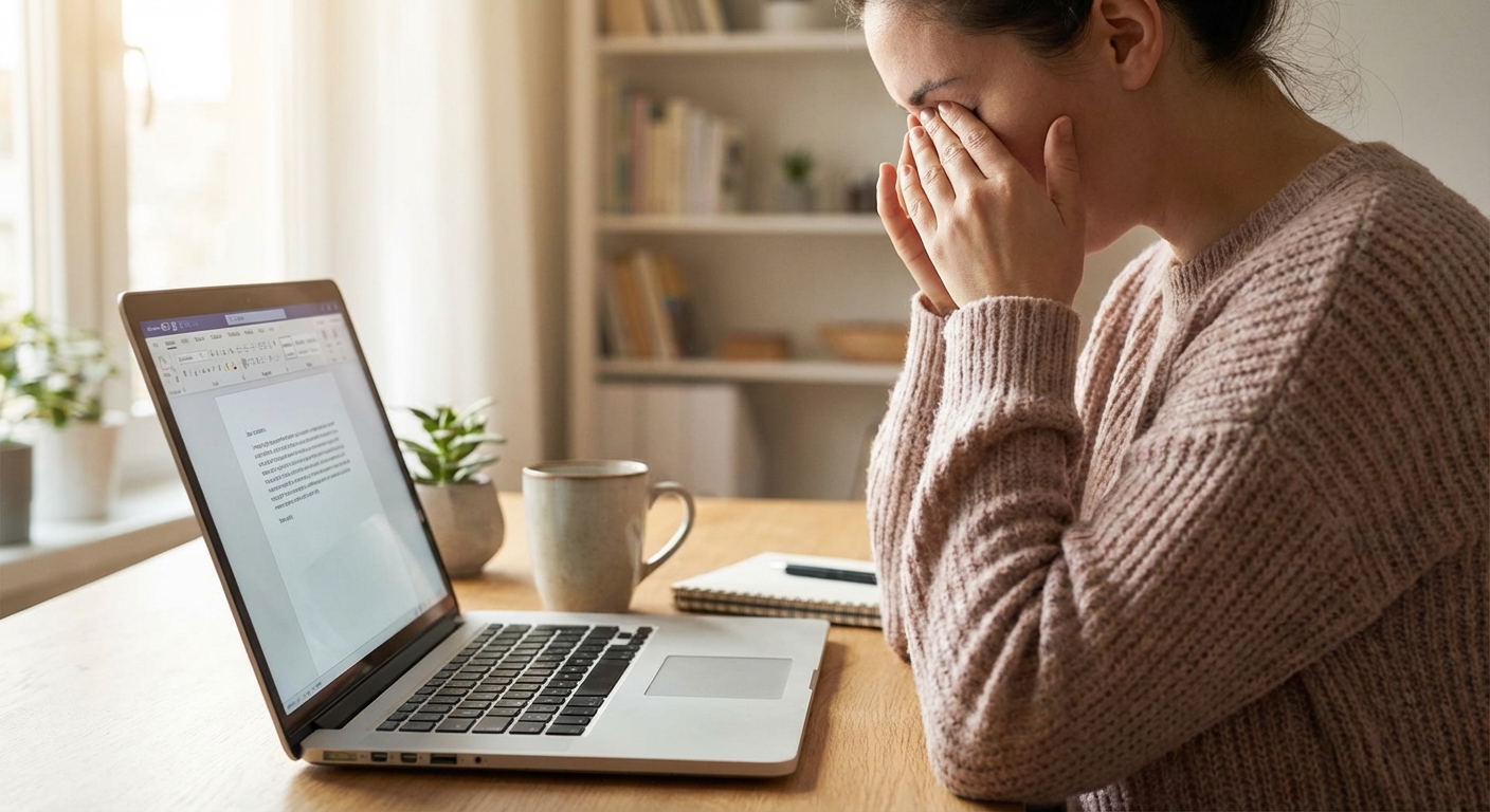 컴퓨터 앞에서 눈을 비비는 직장인