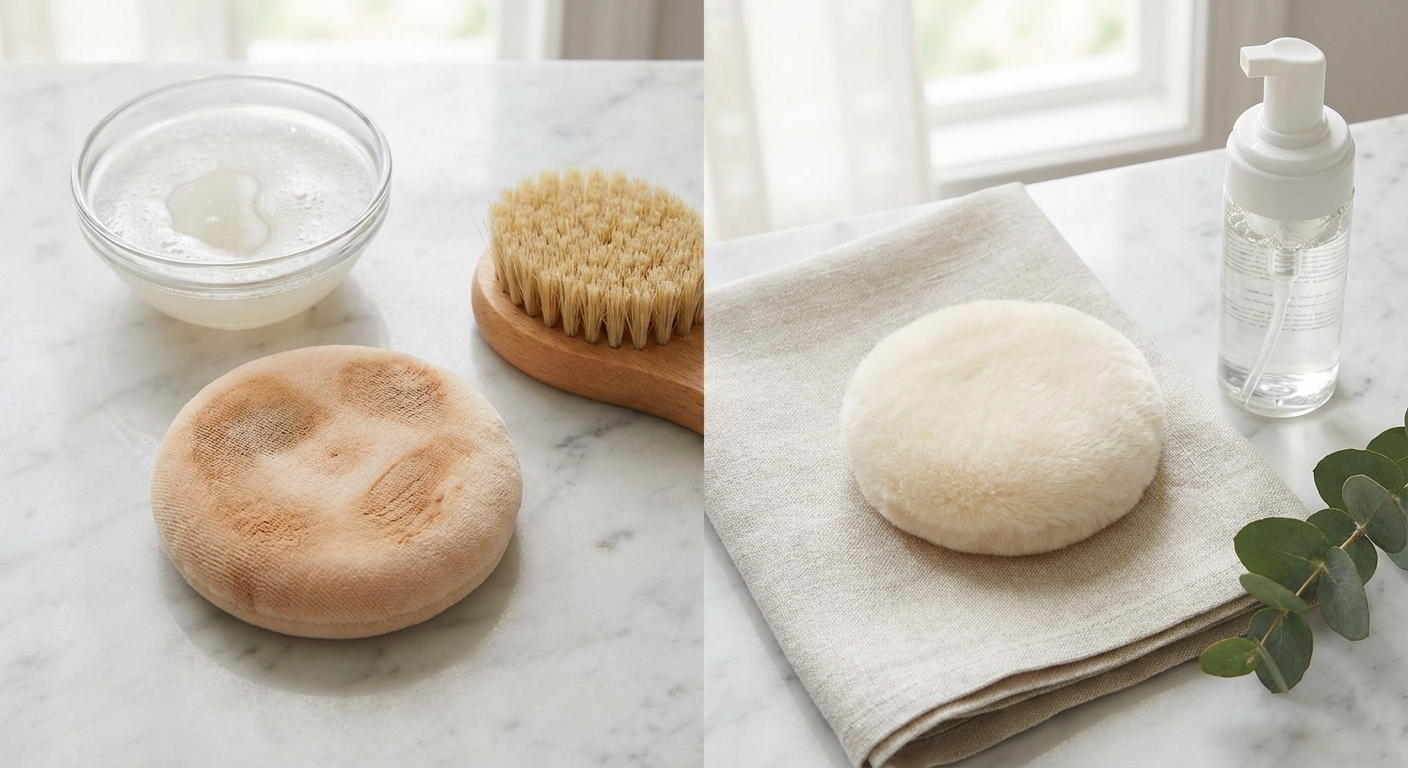 지성 피부 타입의 퍼프 세척 전후