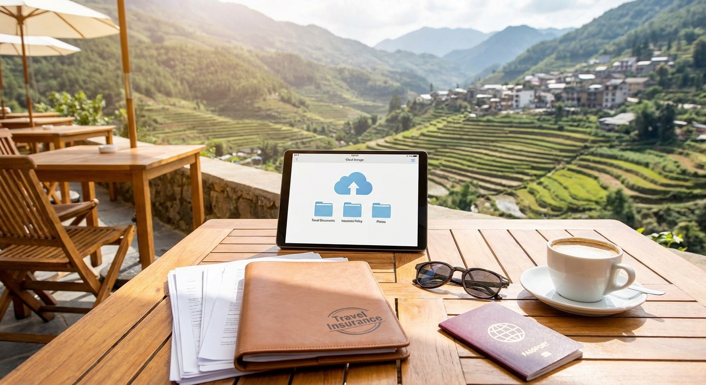 여행 보험 서류나 클라우드 저장 화면