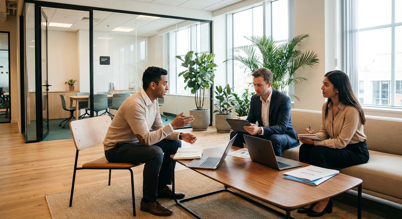 직무 시뮬레이션 평가 장면 또는 면접 현장 사진 자리