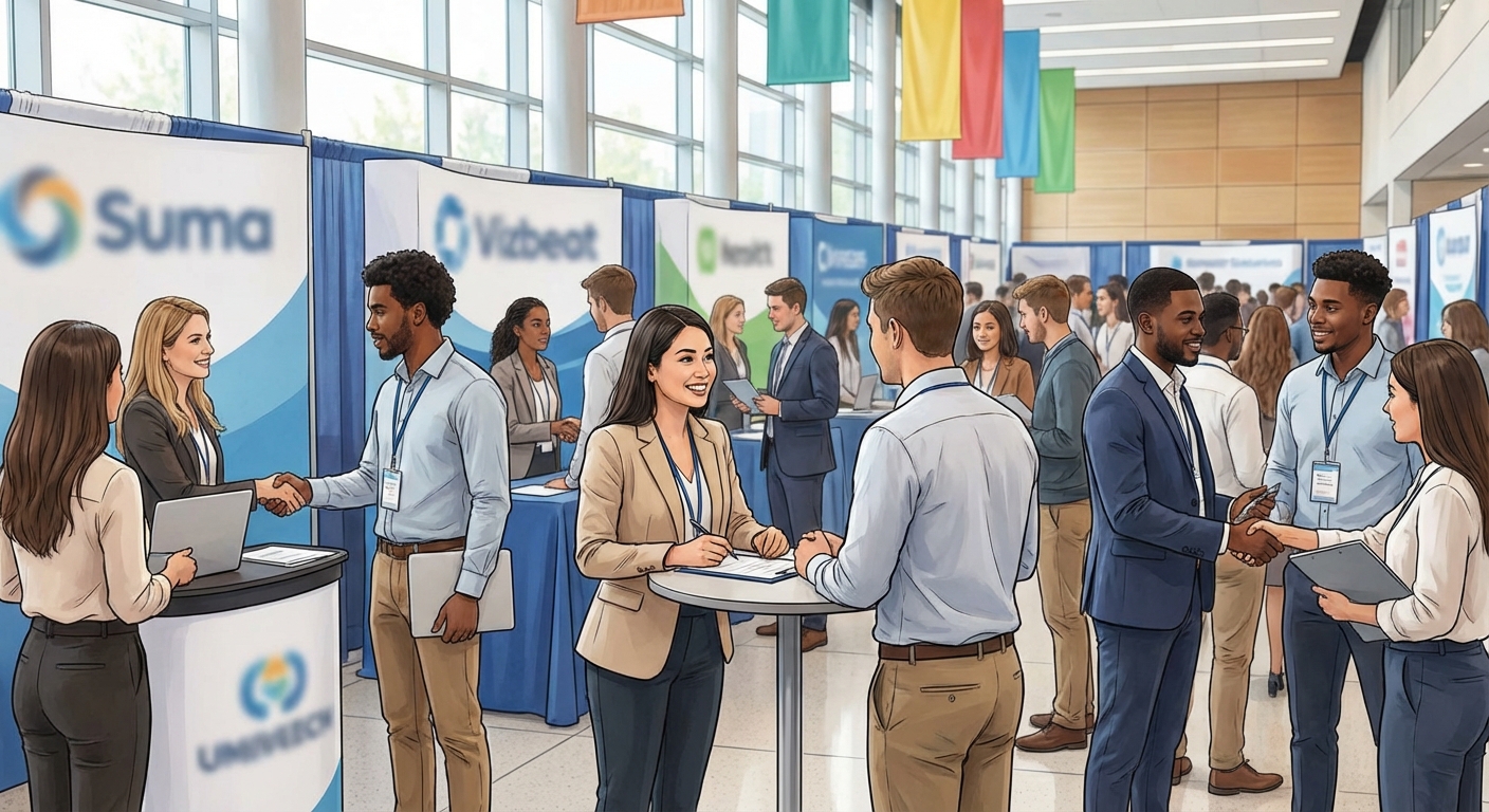 취업 준비생 인터뷰 또는 채용 박람회 현장 사진 자리