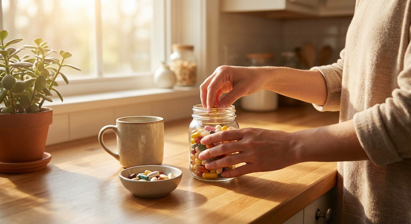 영양제 챙기는 모습